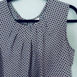 Merona Navy, Pink and White Geometric Print Sleeveless Blouse